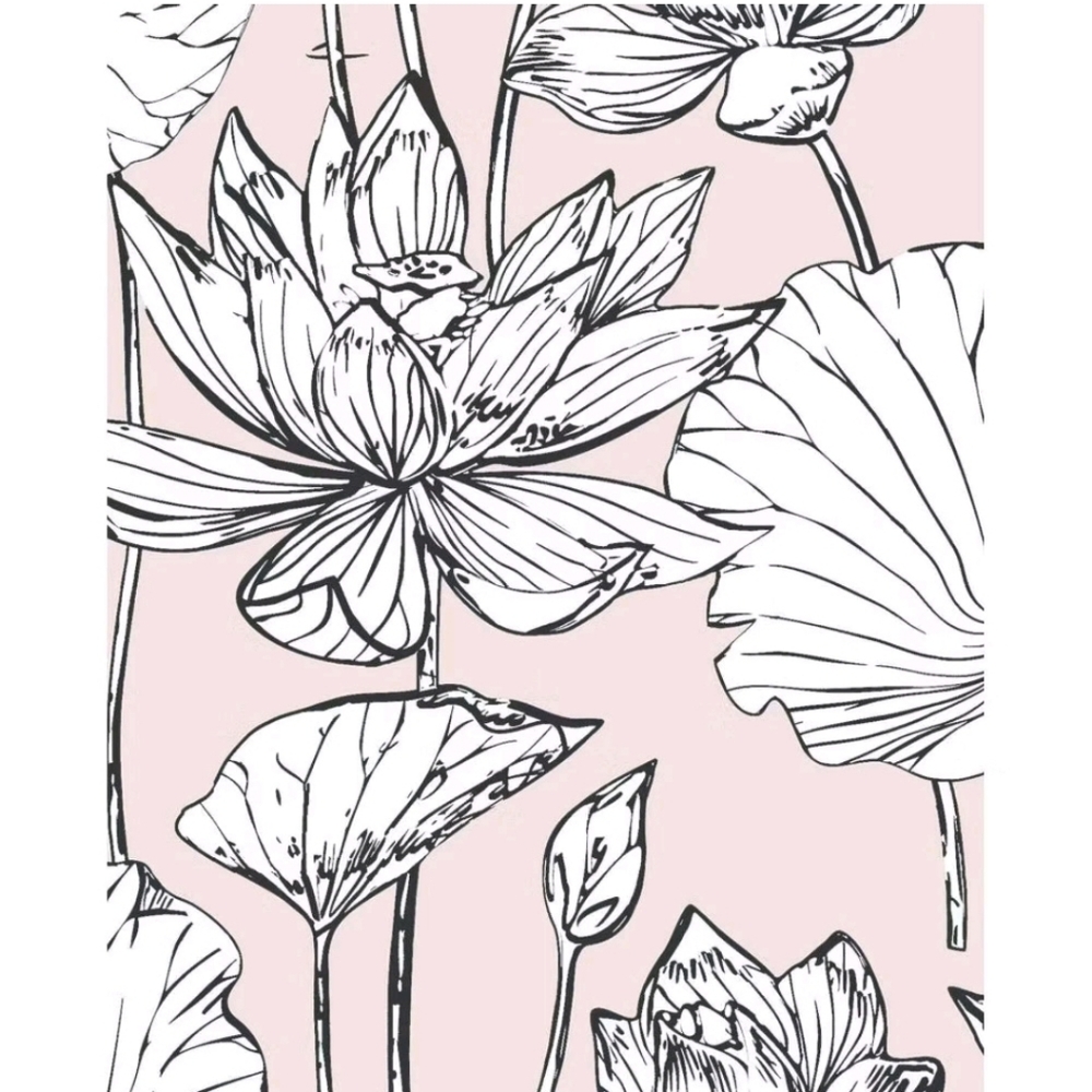 NextWall Lotus Floral Peel and Stick Wallpaper Light Pink